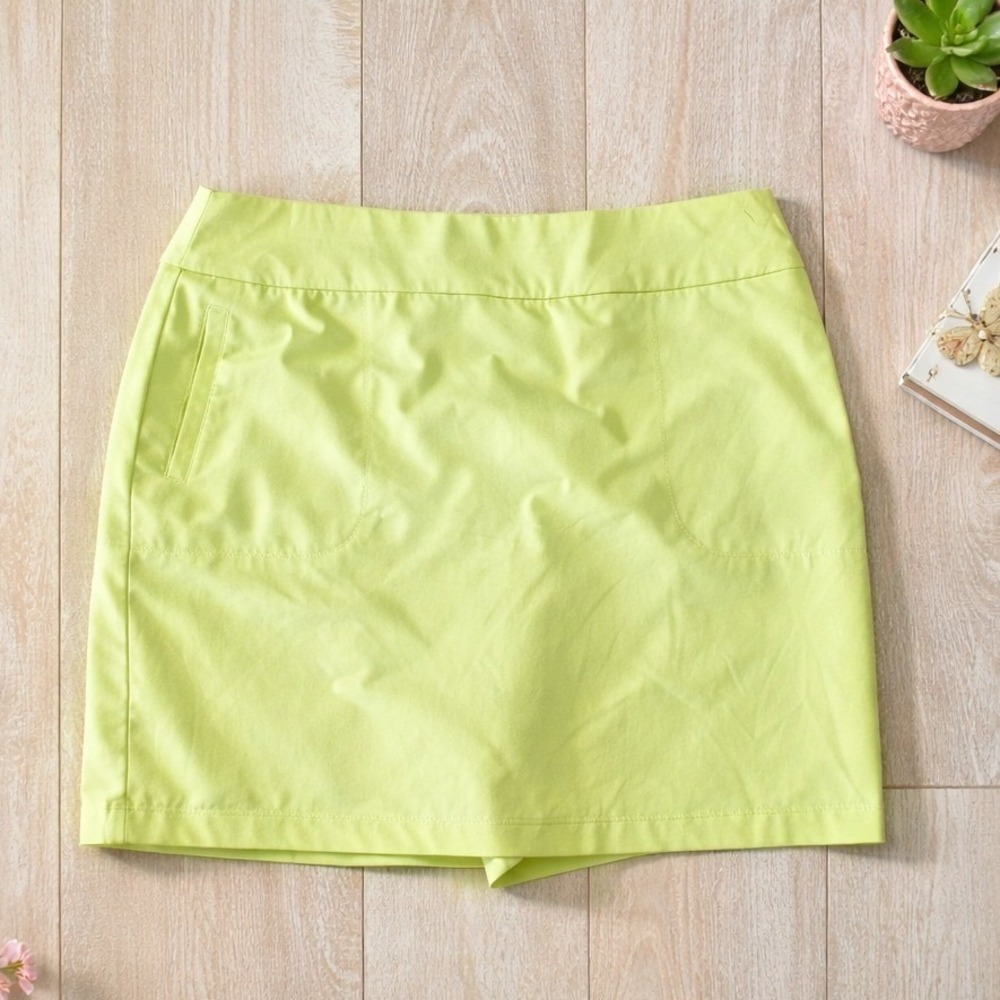 Chico's Zenergy‎ Golf 2 Lime Green Athletic Skort Pockets Large Athleisure